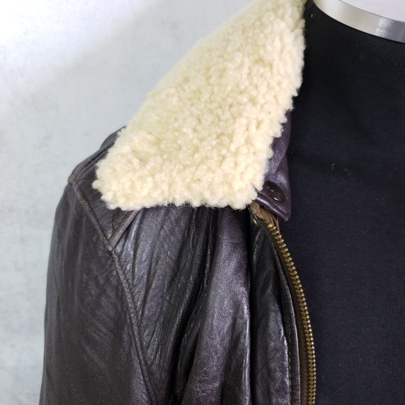 Vtg Schott Bros Leather Sherpa Jacket 85 19-MS - Picture 6 of 12
